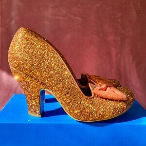 Irregular Choice Size 10 / 41 Orange Sparkly Glitter Pumps "Just in Time" Orange